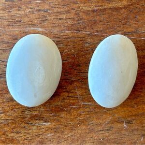 Vintage Les Bernard Clip-on Faux Ivory Disc Earrings
